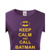 Dámské tričko - Keep calm and call Batman, Barva Fialová, Velikost L Bezvatriko.cz 208205