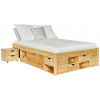 ITL Posteľ z masívu 160x200cm s výsuvnými nočnými stolíkmi a úložným priestorom Diablo-borovica