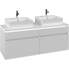 VILLEROY & BOCH Legato závesná skrinka pod dve umývadlá na dosku, 4 zásuvky, s LED osvetlením, 1400 x 500 x 550 mm, White Matt, B669L0MS