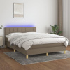 Posteľ boxsping s matracom a LED sivohnedá 140x200 cm látka-ForU-3133721