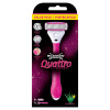 Wilkinson Sword Quattro For Women holiaci strojček, 1 ks + vymeniteľná hlavica, 4 ks / 1 bal