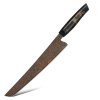 IZMAEL Damaškový kuchynský nôž Kurogane Slicer/Čierna/Hnedá 25 cm
