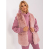 Svetloružová chlpatá kožušinová vesta -AT-KZ-2368.00P-light pink 2XL/3XL