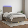 Box spring postel s matrací a LED taupe 120 x 200 cm textil Hnědošedá 3135345