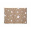 Vianočná jutová podložka na stôl s hviezdami 45 x 30 cm - béžová - na Štedrý večer