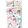 Halantex Obojstranné obliečky z mikrovlákna Squishmallows motív Flower Friends zipsové zapínanie 70x90 140x200