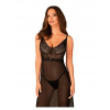 Nočná košieľka OBSESSIVE Estiqua Chemise Long čierna M/L
