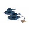 Kupilka Slow Down set - 2x KUKSA - 210 ml + 2x talíř + 2x čajová lžička - Blueberry (BLUE)