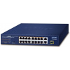 Planet FGSD-1821P PoE switch, 16x100M + 1xGb/SFP, extend mód 10Mb-250m, PoE 802.3at 185W