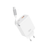AppleMix 30W nabíjačka/napájací adaptér XO CE31 - USB-C 60cm + USB-A + USB-C - biely