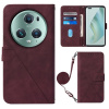 Peňaženkové kožené puzdro Crossbody 3D na Honor Magic5 Pro - Vínovo červená