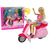 LEAN CARS Bábika Anlily na ružovej helme s blond vlasmi na kolobežke