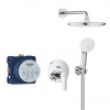 Grohe EUROSMART sprchový set s podomítkovou baterií, horní sprcha, ruční sprcha se 2 proudy, hadice, držák, chrom