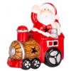 Dekorácia MagicHome Vianoce, Santa s vláčikom, LED, terakota, 10,3x6,3x10,7 cm