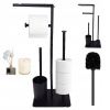 Kúpeľňový stojan kovový čierny 2v1 na toaletný papier