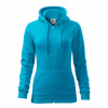 MALFINI TRENDY ZIPPER 411 / Dámska celozapínacia klokanka s kapucňou - tyrkysová XS