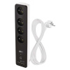 GoSmart predlžovací kábel 2 m / 4 zásuvky / s vyp. / s USB / biely-čierny / PVC / 1,5 mm2