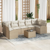 8-dielny záhradný gaučový set s vankúšmi Béžový Poli Rattan