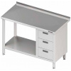 Přístěnný stůl, blok tří zásuvek po pravé straně a s policí 1500x700x850 mm | STALGAST, 980397150 inox