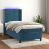 vidaXL Posteľný rám boxsping matrac a LED tmavomodrý 90x190 cm zamat - Modrá - 166557-100920