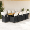 11dílný zahradní bistro set s poduškami černý polyratan 3277233