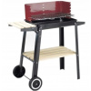 Gril na drevené uhlie - Uhoľný gril na kolesách červený vozík 49x26cm (Uhoľný gril na kolesách červený vozík 49x26cm)