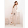 Kesi Włoski Komplet dámsky maslový mikina s kapucňou a nohavicami s pásom béžový