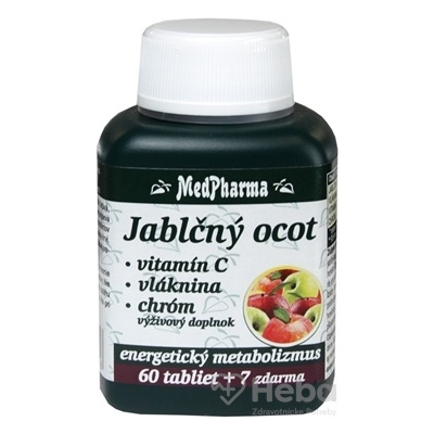 MedPharma Jablčný ocot + Vitamín C + Vláknina + Chróm 67 tabliet (60+7 zadarmo)