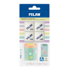 Strúhadlo dvojité s nádobkou MILAN Collectuib Pastel + 4 gumy MILAN 430 - blister