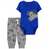 CARTERS CARTER'S Set 2dielny body kr. rukáv, tepláky Blue Dog chlapec 3m