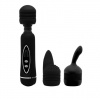 Pretty Love Magical Massager - masážny vibrátor s 3 nadstavcami 20,5 cm (čierny)