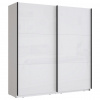 home24 SKRIŇA S POS. DVER. – HOR.VED, biela, biela s vysokým leskom, 200,1/209,7/61,2 cm - Skrine - 000687018622