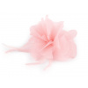 Šifónový kvet s perím na našitie a nalepenie Ø8-9 cm pudrová 1ks