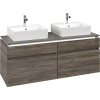 VILLEROY & BOCH Legato závesná skrinka pod dve umývadlá na dosku, 4 zásuvky, s LED osvetlením, 1400 x 500 x 550 mm, Stone Oak, B669L0RK