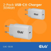 Club3D Nabíječka, USB-C, Power Delivery 15V/2A, 2-pack, bílá CAC-3020 Club 3D