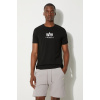 Bavlnené tričko Alpha Industries 118533.03-Black, čierna farba, s potlačou
