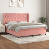vidaXL Posteľný rám boxsping s matracom ružový 160x200 cm zamat - Ružová - 6564-148347