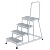 Pracovná plošina z hliníka, so zábradlím, 4 schodíky, protišmykový povrch R 13
