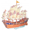 WOODEN TOY , WCK 3D puzzle Plachetnica Dynastia Ming farebná