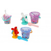 Teddies Sada na piesok ak vode plast vedro, mlynček s doplnkami v sieťke 17x16cm