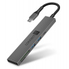 Connect IT Compact PRO USB-C hub + čítačka kariet (2xUSB-A 3.0, 1xUSB-C) - sivá