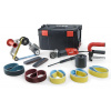 FLEX Satinýrka a brúska na pásové brúsenie trubiek TRINOXFLEX v sade v L-BOXX BSE 14-3 INOX Set 230/CEE