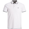 Jack and Jones Paulos Tipped Pique Short Sleeve Polo Shirt White 2XL