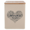 German Srdiečko na uskladnenie hrubej múky / výška 14 cm / plechovka / drevené veko