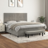 vidaXL Posteľný rám boxsping s matracom bledosivý 180x200 cm zamat - Sivá - 56924-11941