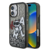 Karl Lagerfeld Liquid Glitter Scattered Choupette zadný kryt pre iPhone 16 Black