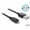 DeLOCK EASY-USB - Kabel USB - Micro USB typ B (M) do USB (M) - USB 2.0 - 1 m - černá 83367