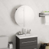 vidaXL Kúpeľňová skrinka s okrúhlym zrkadlom a LED sivá 40x40x17,5 cm - Sivá - 74377-29002
