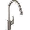 Hansgrohe FOCUS M41 drezová batéria 240, vyťahovateľná spŕška, 2jet 31815800 vzhľad nerezovej ocele