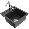 Mexen Vito granitový drez 1-komorový s kuchynskou batériou Flora, čierny škvrnitý - 6503-76-670401-00